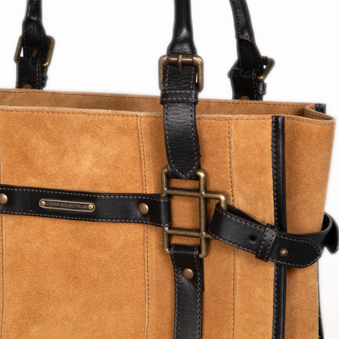 Urban Equestrian Paddock - Halter Tote Bag Luxury Leather Handbag in Black on Chestnut
