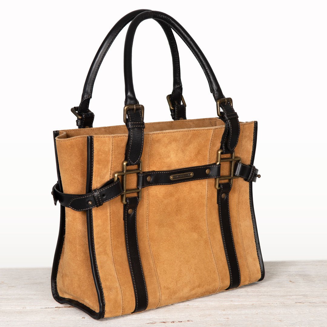 Urban Equestrian Paddock - Halter Tote Bag Luxury Leather Handbag in Black on Chestnut
