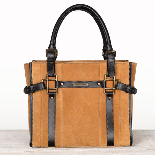 Urban Equestrian Paddock - Halter Tote Bag Luxury Leather Handbag in Black on Chestnut