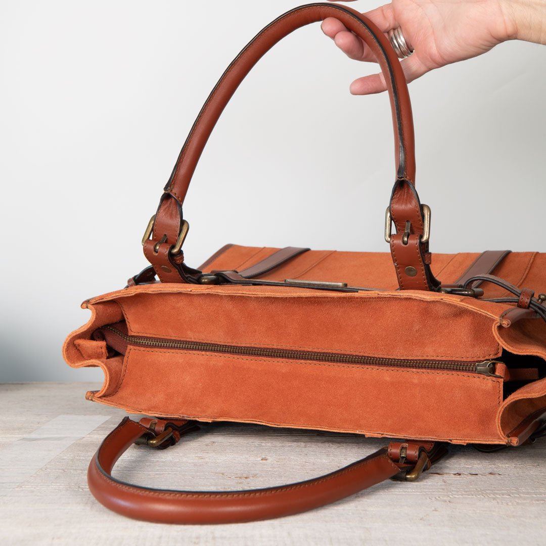 Urban Equestrian Paddock -  Halter Tote Luxury Leather Handbag in Cognac on Cognac