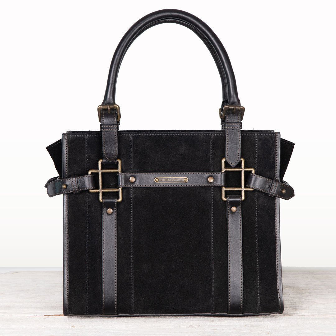 Urban Equestrian Paddock -  Halter Tote Luxury Leather Handbag in Black on Black