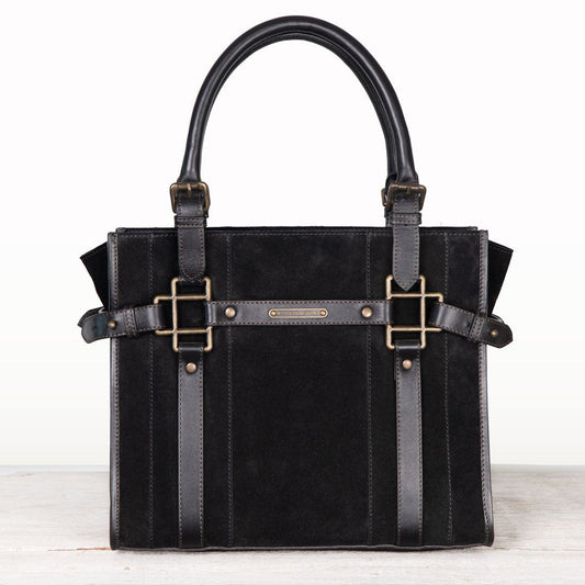 Urban Equestrian Paddock -  Halter Tote Luxury Leather Handbag in Black on Black