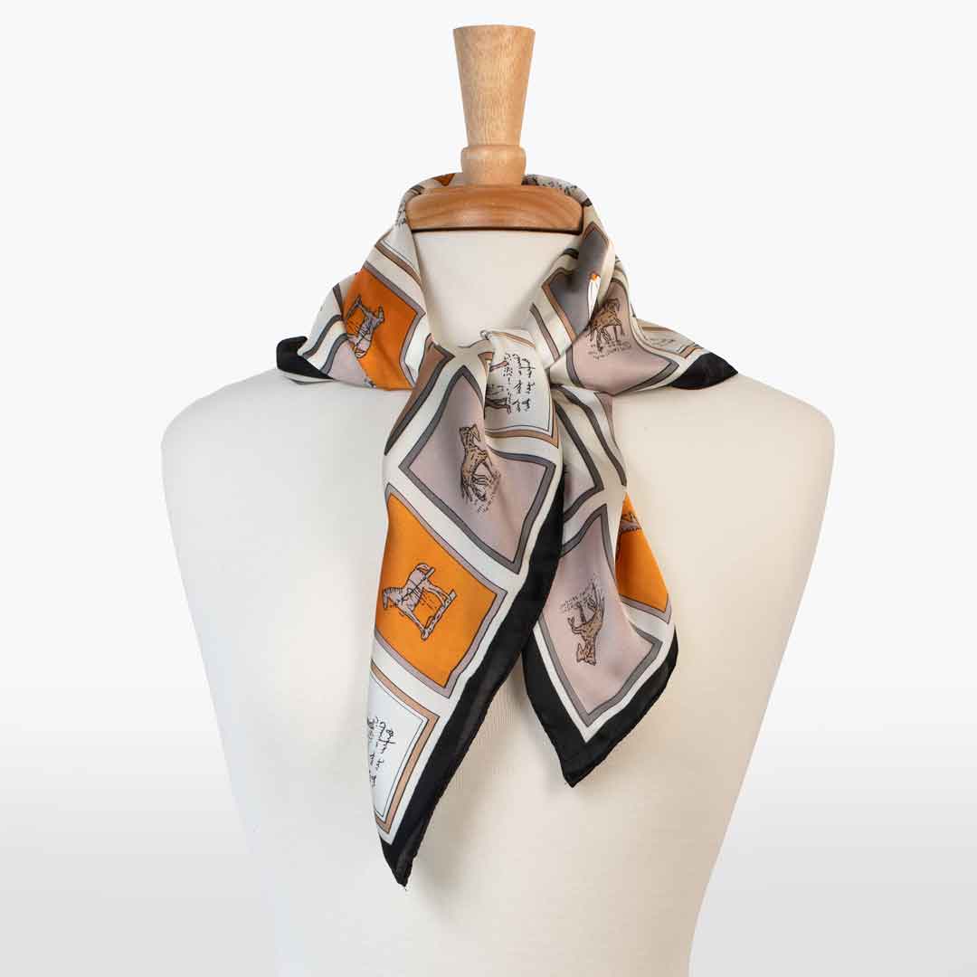 Urban Equestrian Pony Club - Stylized Equestrian Scarf Charcoal & Amber with Black Border