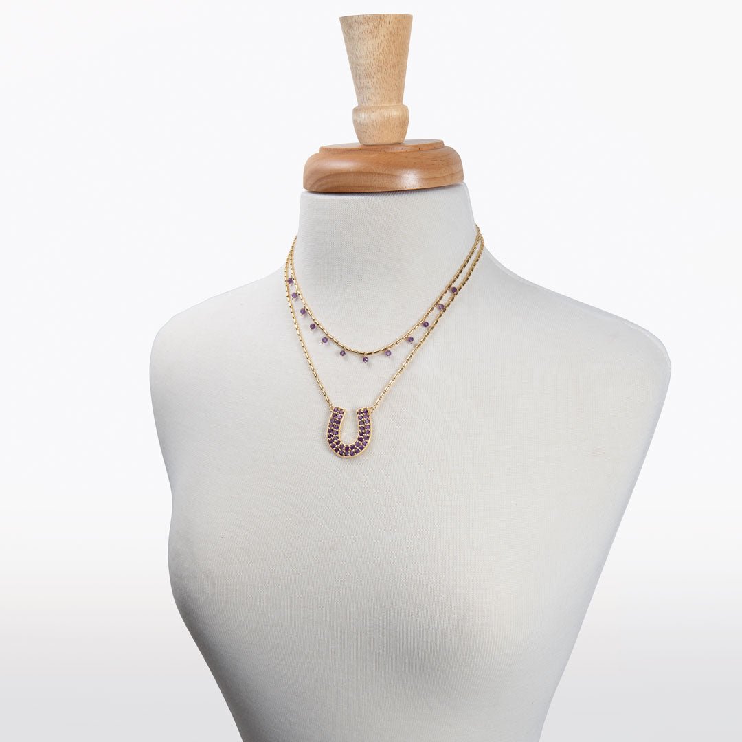 Urban Equestrian - Prism - Amethyst Equestrian Horseshoe Necklace Or Choker