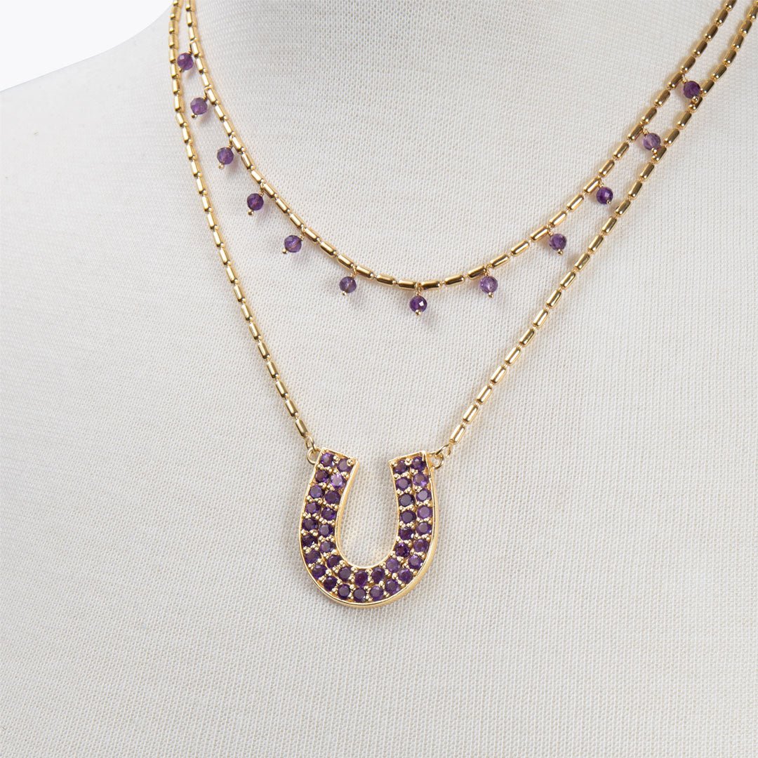 Urban Equestrian - Prism - Amethyst Equestrian Horseshoe Necklace Or Choker