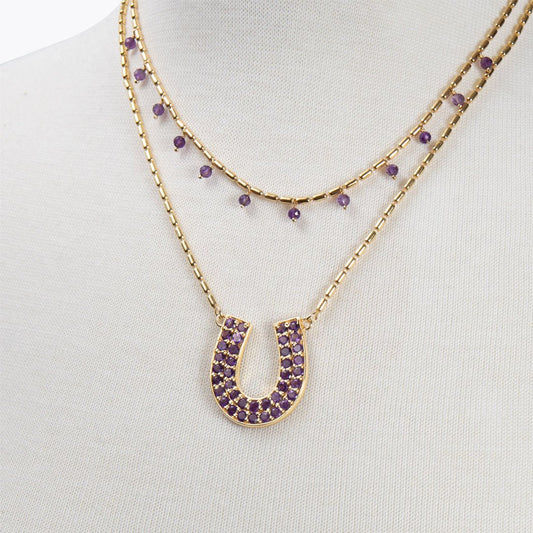 Urban Equestrian - Prism - Amethyst Equestrian Horseshoe Necklace Or Choker