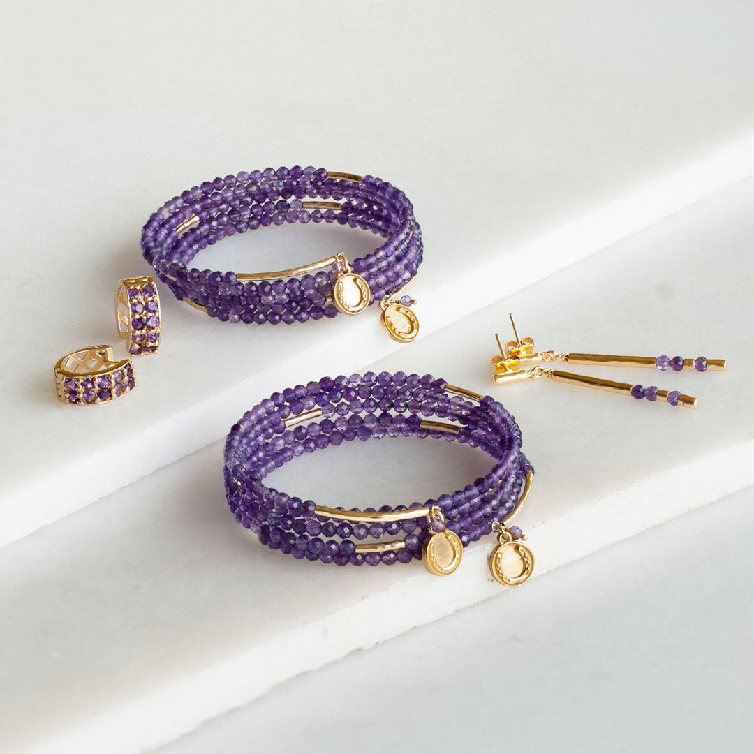 Urban Equestrian - Prism - Amethyst Horseshoe Coin Earring
