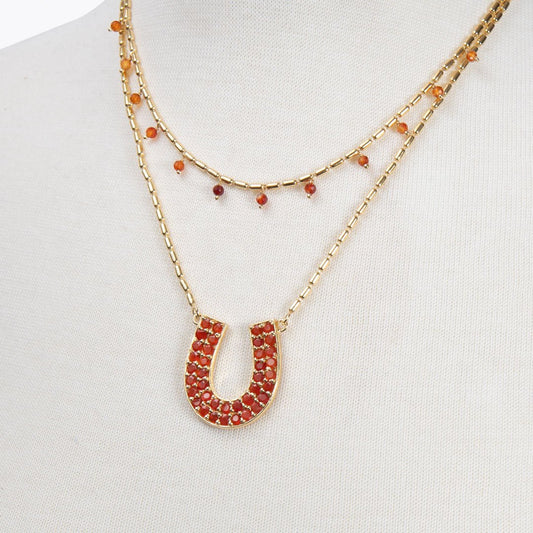 Urban Equestrian - Prism - Carnelian Equestrian Horseshoe Necklace Or Choker