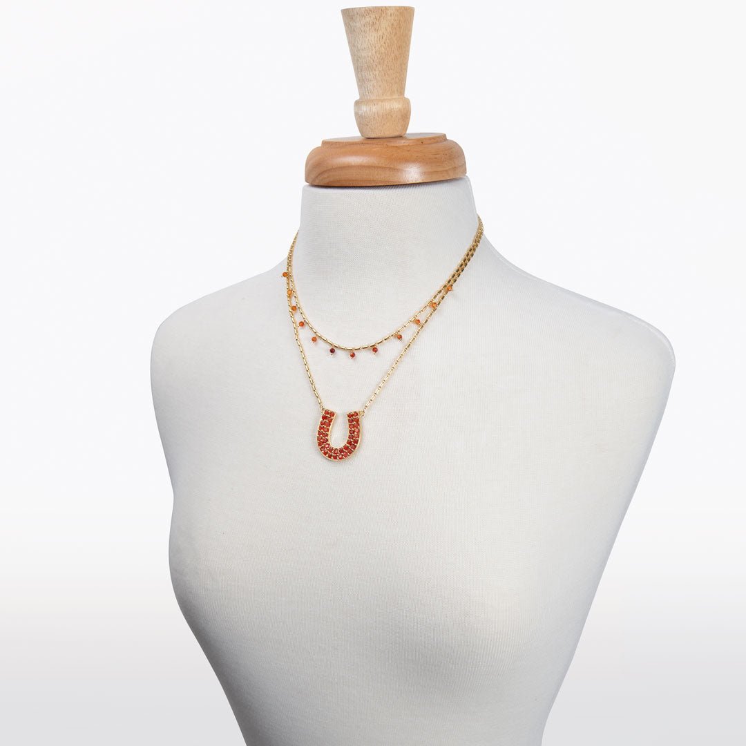 Urban Equestrian - Prism - Carnelian Equestrian Horseshoe Necklace Or Choker