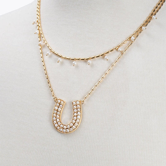 Urban Equestrian - Prism - Pearl Equestrian Horseshoe Necklace & Choker