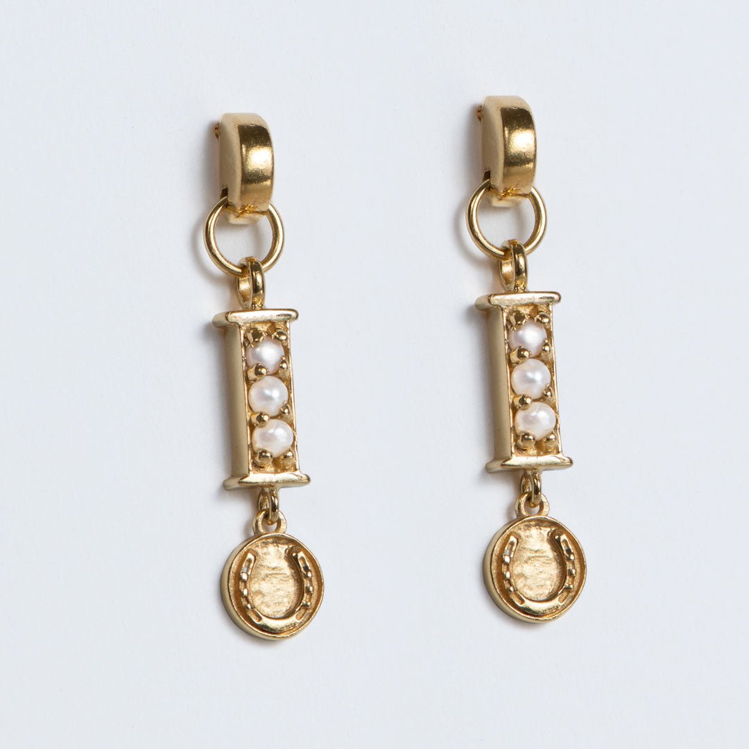 Urban Equestrian - Prism - Pearl Horseshoe Coin Earring