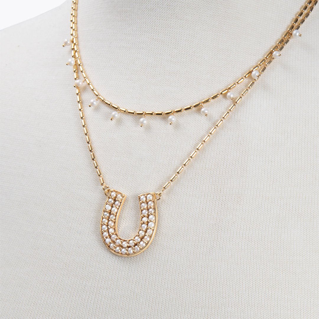 Urban Equestrian - Prism - Pearl Pave Horseshoe Earring