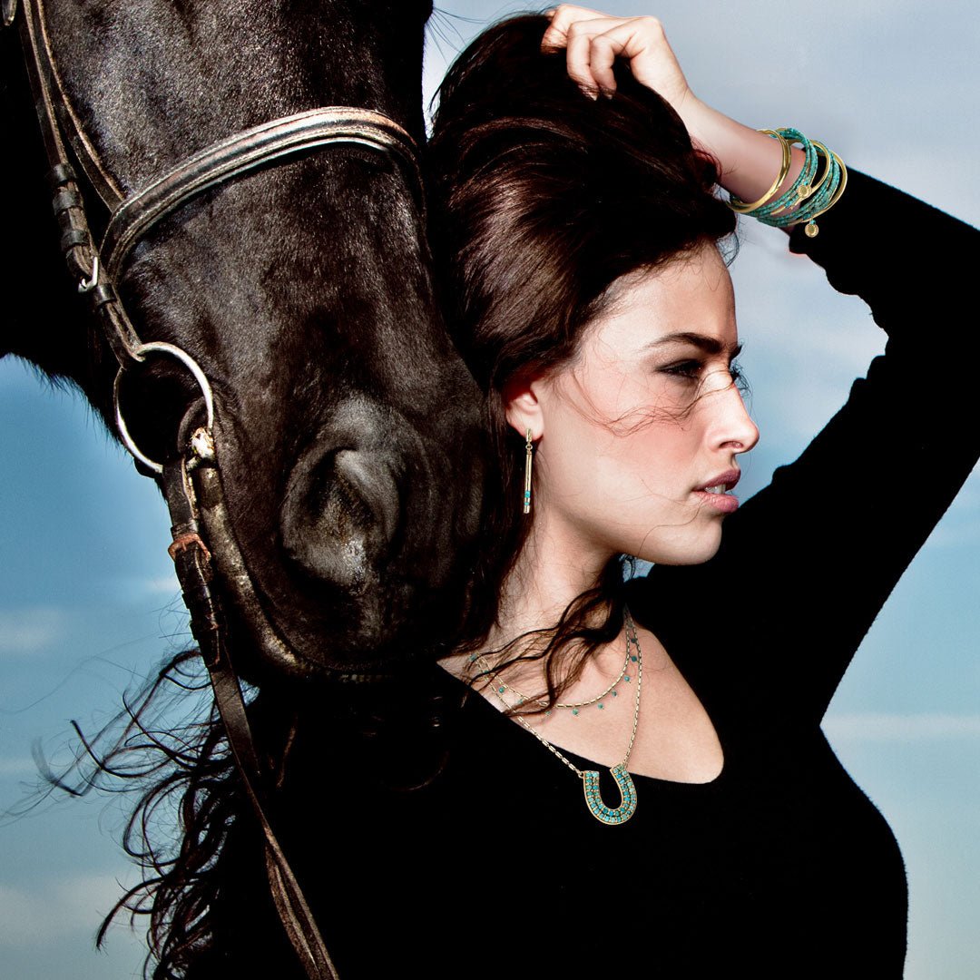 Urban Equestrian - Prism - Turquoise Equestrian Horseshoe Necklace & Choker