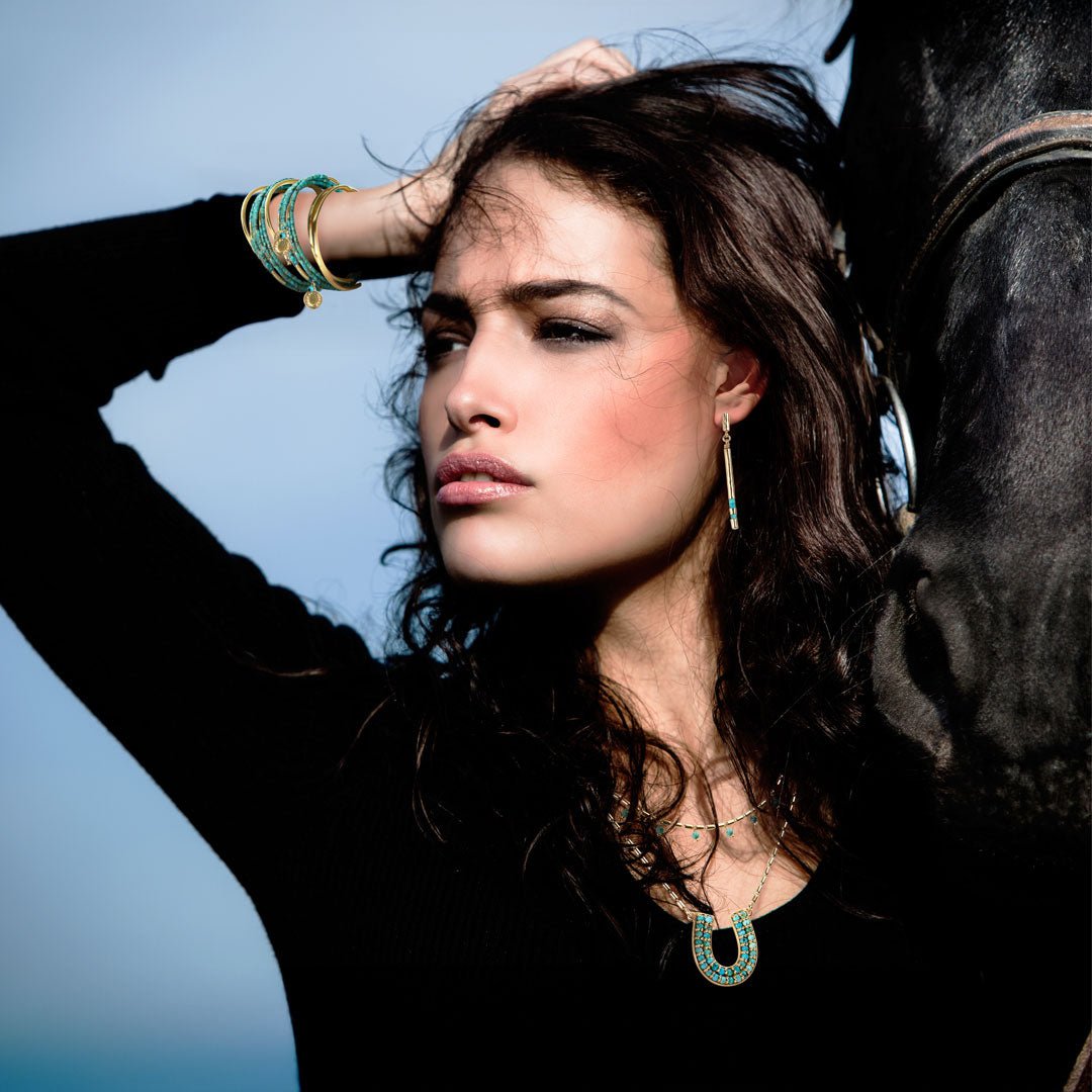 Urban Equestrian - Prism - Turquoise Equestrian Horseshoe Necklace & Choker