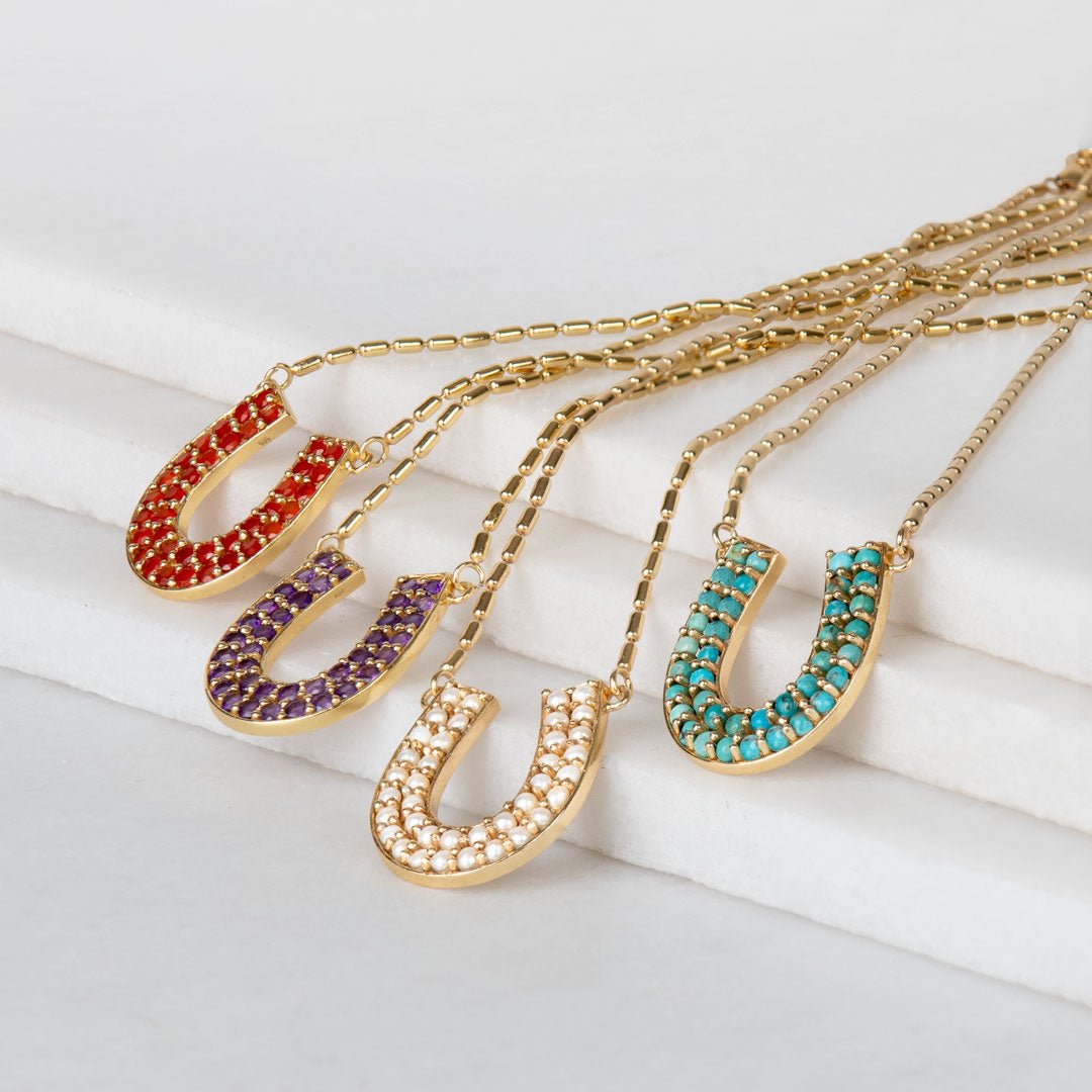 Urban Equestrian - Prism - Turquoise Equestrian Horseshoe Necklace & Choker