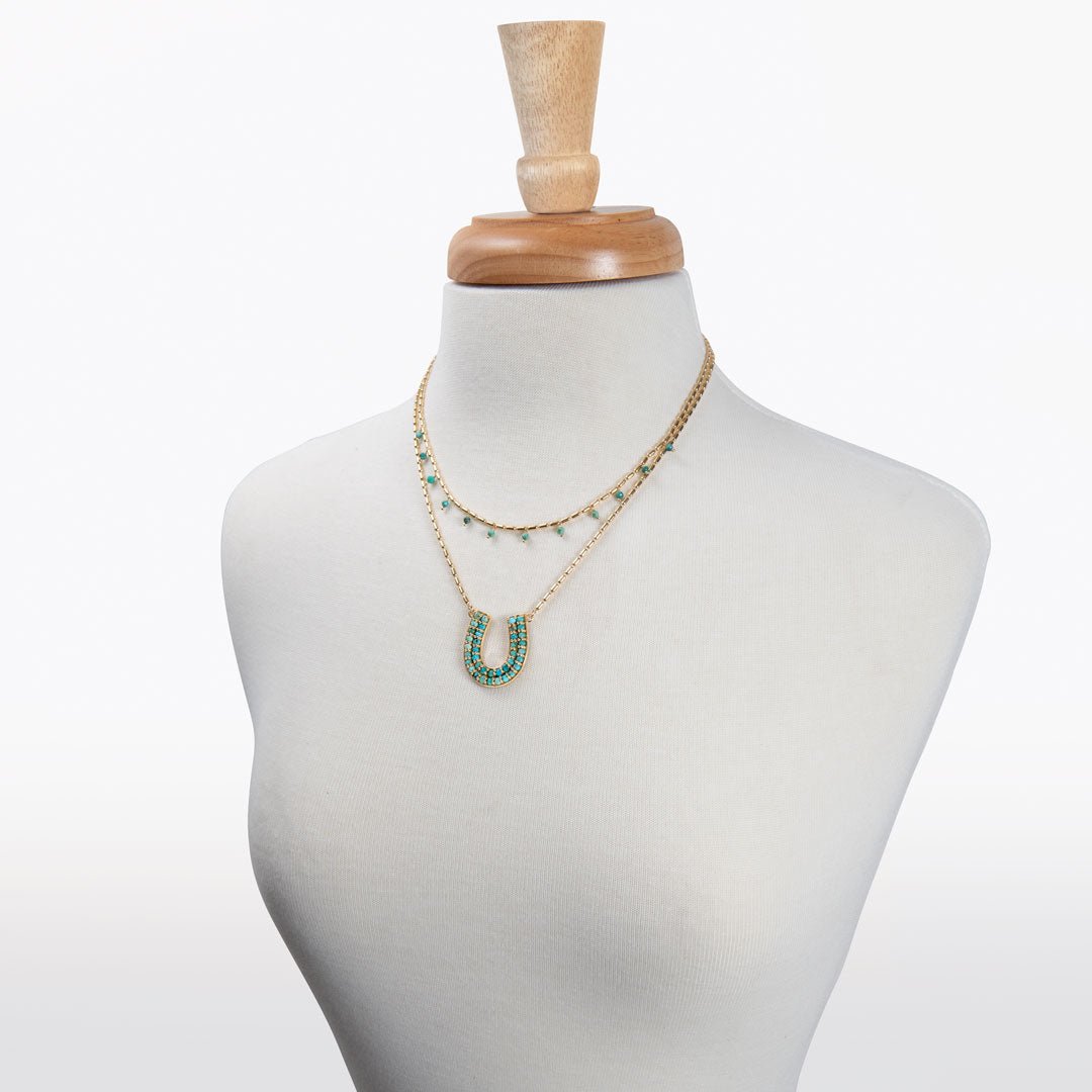 Urban Equestrian - Prism - Turquoise Equestrian Horseshoe Necklace & Choker