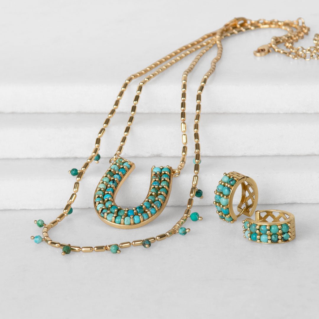 Urban Equestrian - Prism - Turquoise Equestrian Horseshoe Necklace & Choker