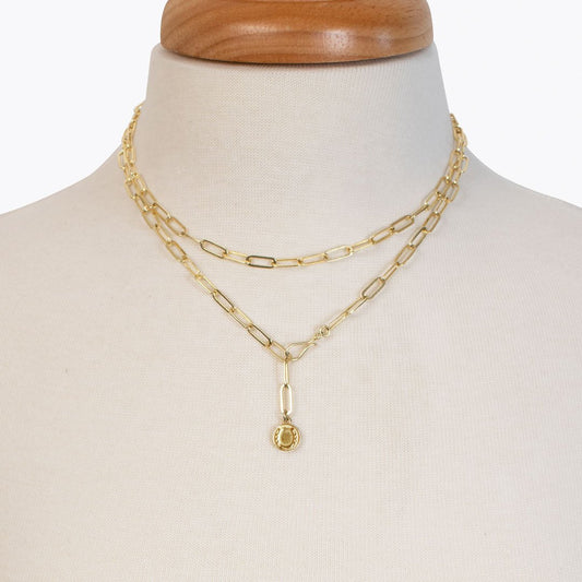 Urban Equestrian - Roxy - Paperclip Chain w/ Horseshoe Coin - Large Link in Gold