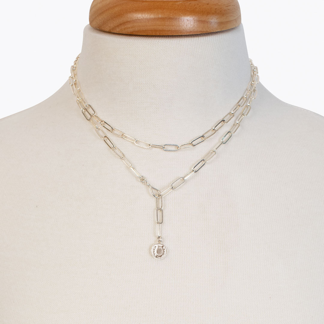 Urban Equestrian - Roxy - Paperclip Chain w/ Horseshoe Coin - Large Link in Silver