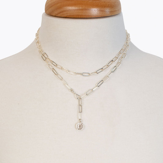Urban Equestrian - Roxy - Paperclip Chain w/ Horseshoe Coin - Large Link in Silver