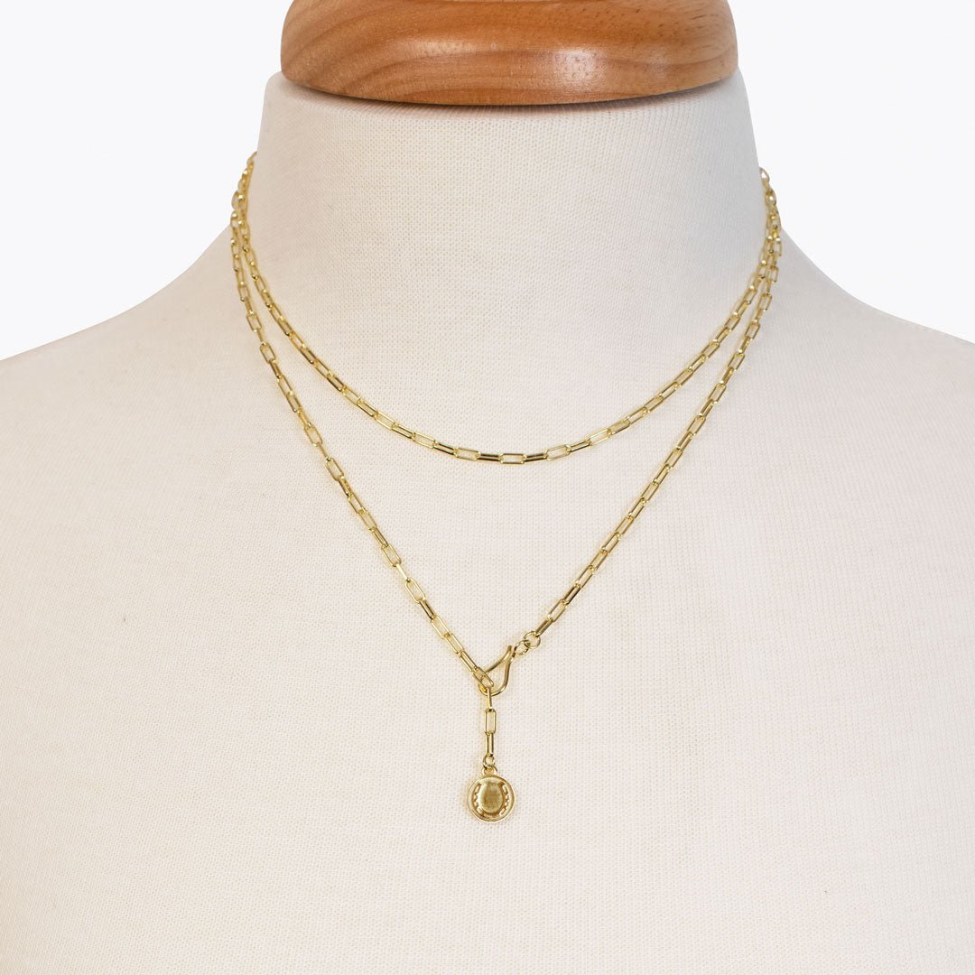 Urban Equestrian - Roxy - Paperclip Chain w/ Horseshoe Coin - Petite Link in Gold