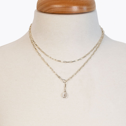 Urban Equestrian - Roxy - Paperclip Chain w/ Horseshoe Coin - Petite Link in Silver