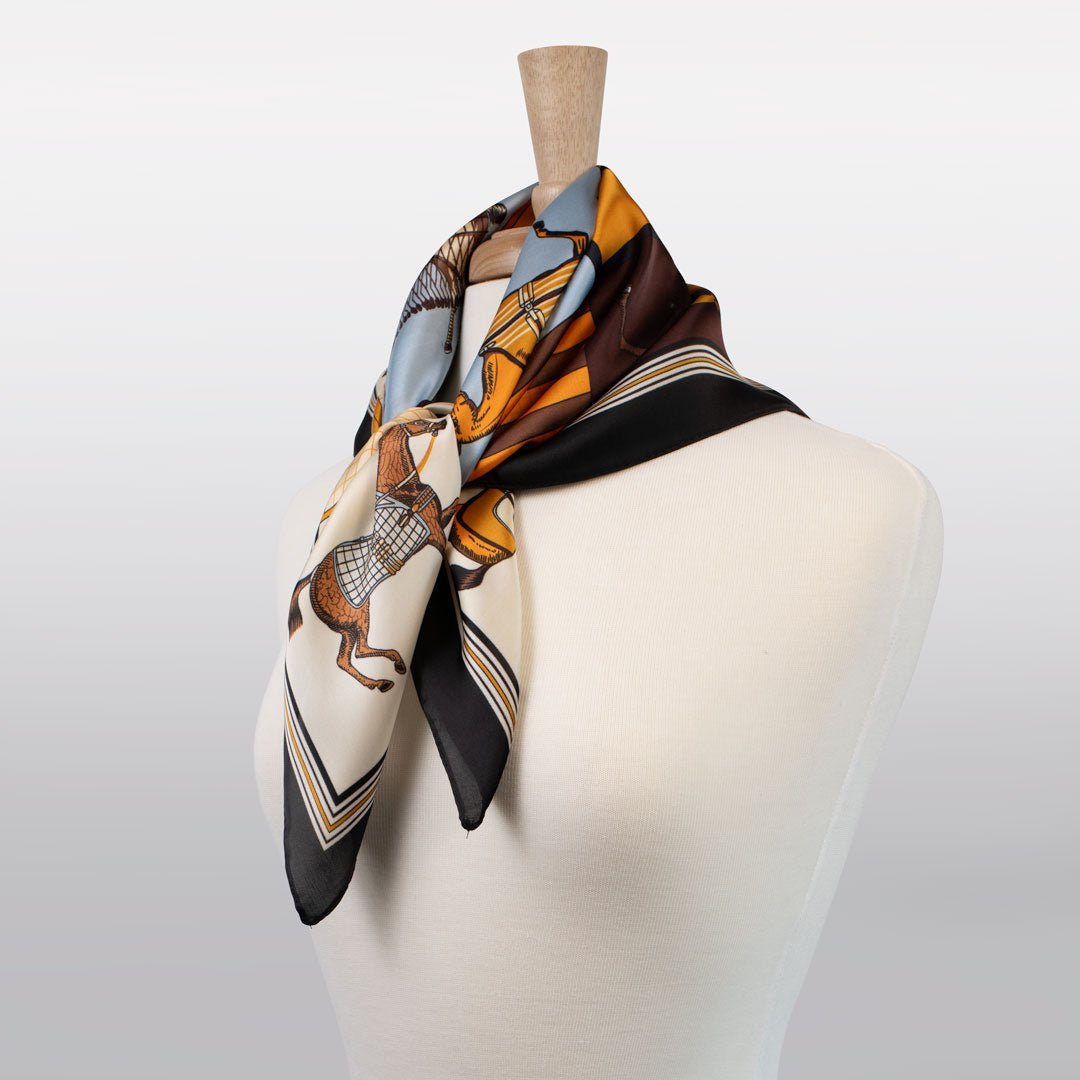 Urban Equestrian Signature - Stylized Equestrian Scarf in Black