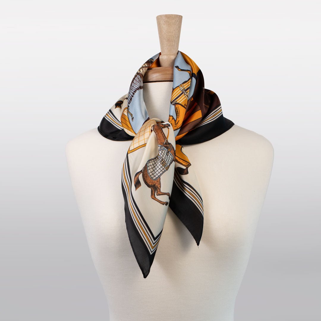 Urban Equestrian Signature - Stylized Equestrian Scarf in Black