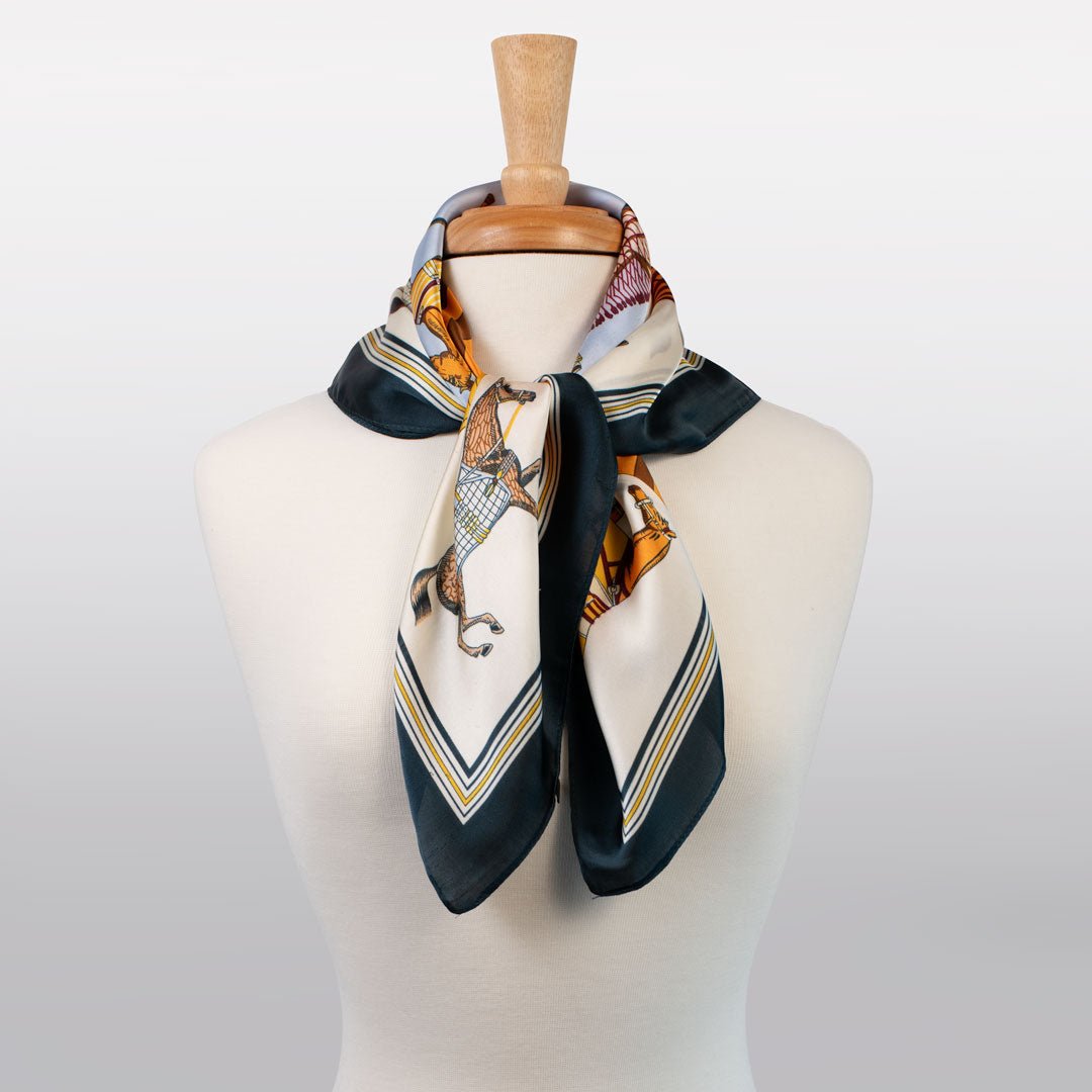 Urban Equestrian Signature - Stylized Equestrian Scarf in Deep Blue