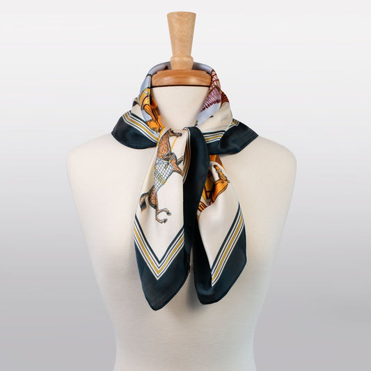 Urban Equestrian Signature - Stylized Equestrian Scarf in Deep Blue