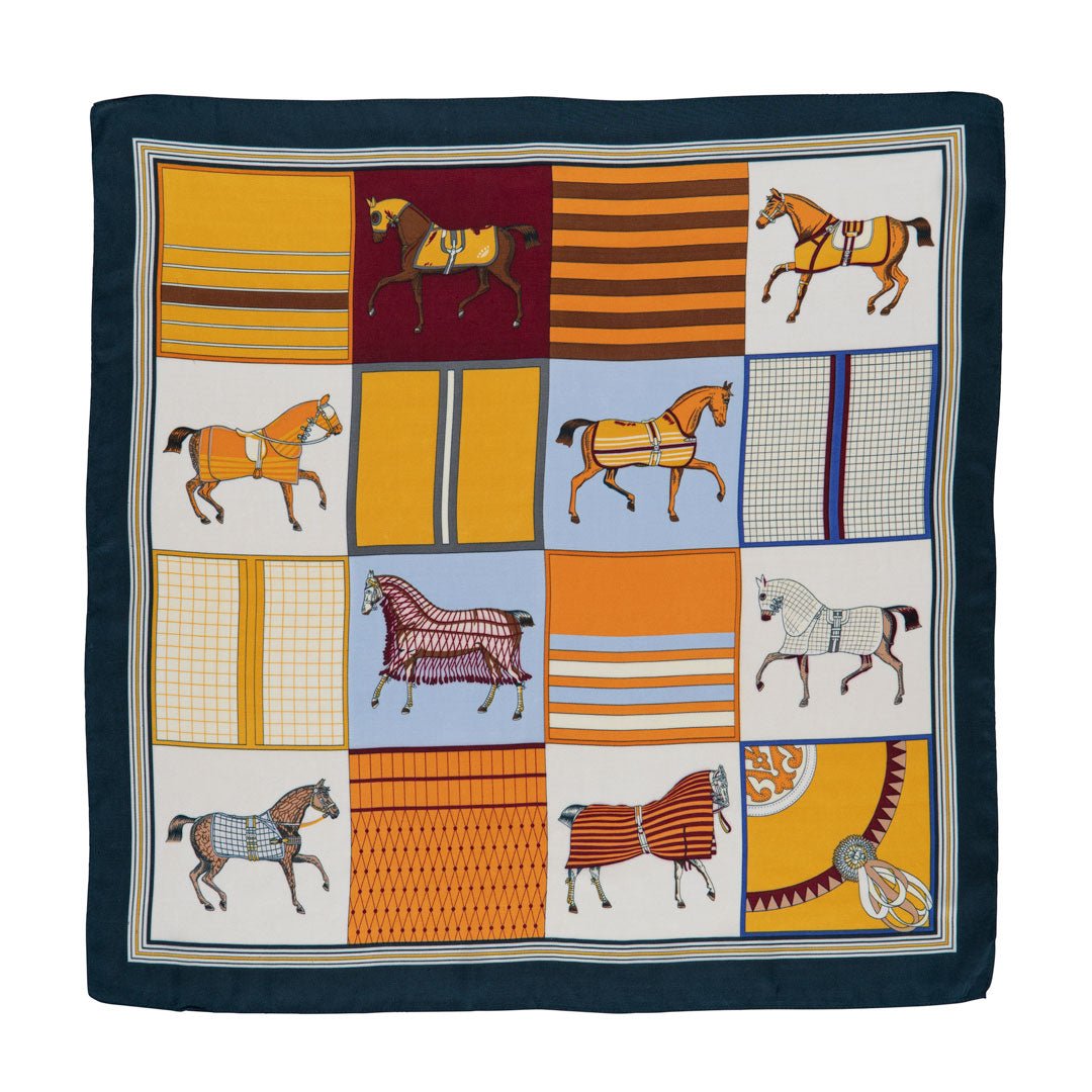 Urban Equestrian Signature - Stylized Equestrian Scarf in Deep Blue