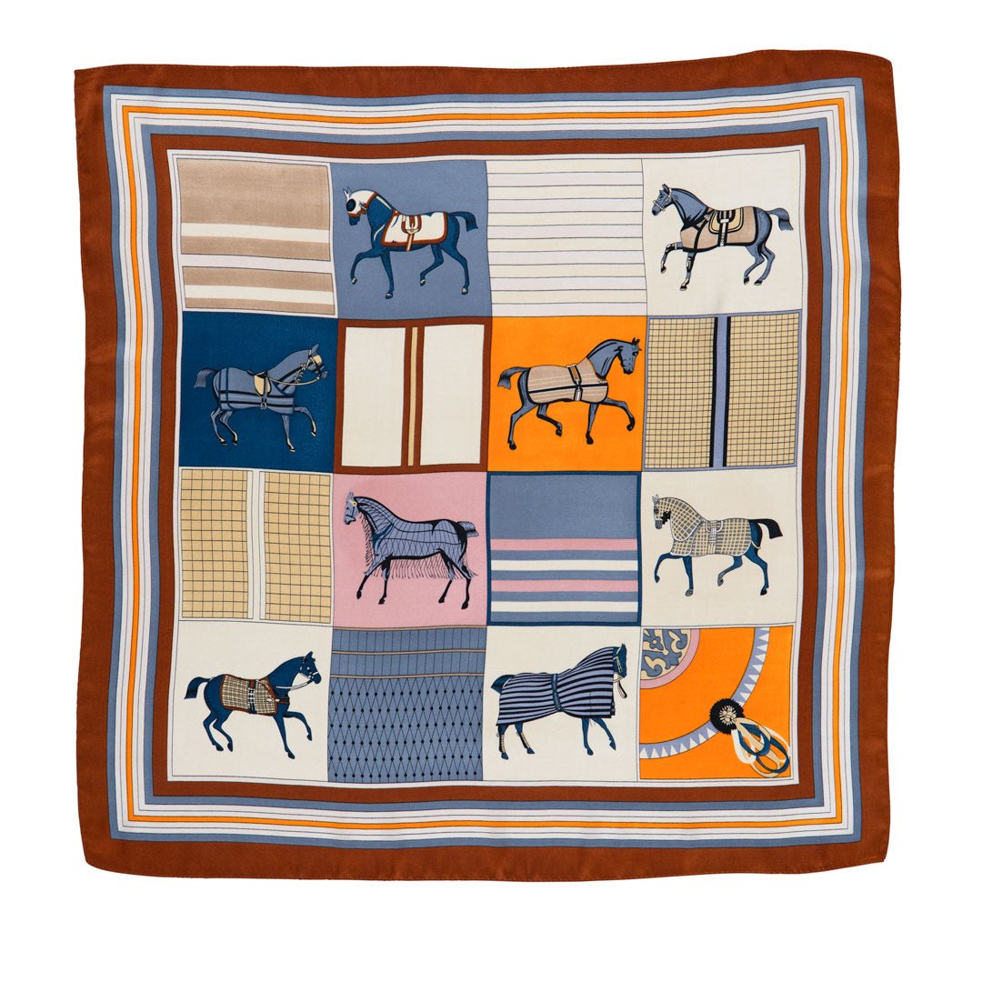 Urban Equestrian Signature - Stylized Equestrian Scarf in Deep Safron