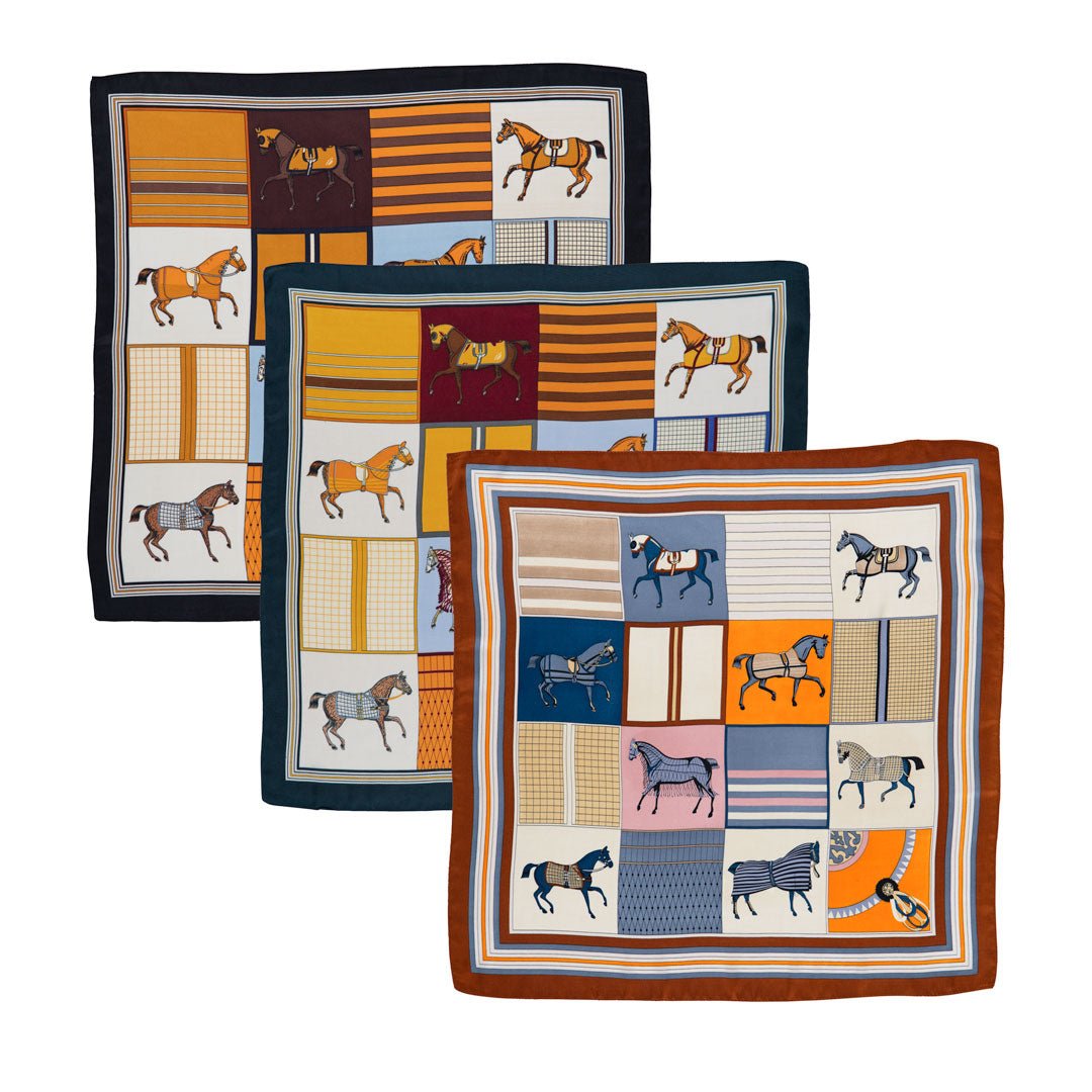 Urban Equestrian Signature - Stylized Equestrian Scarf in Deep Safron