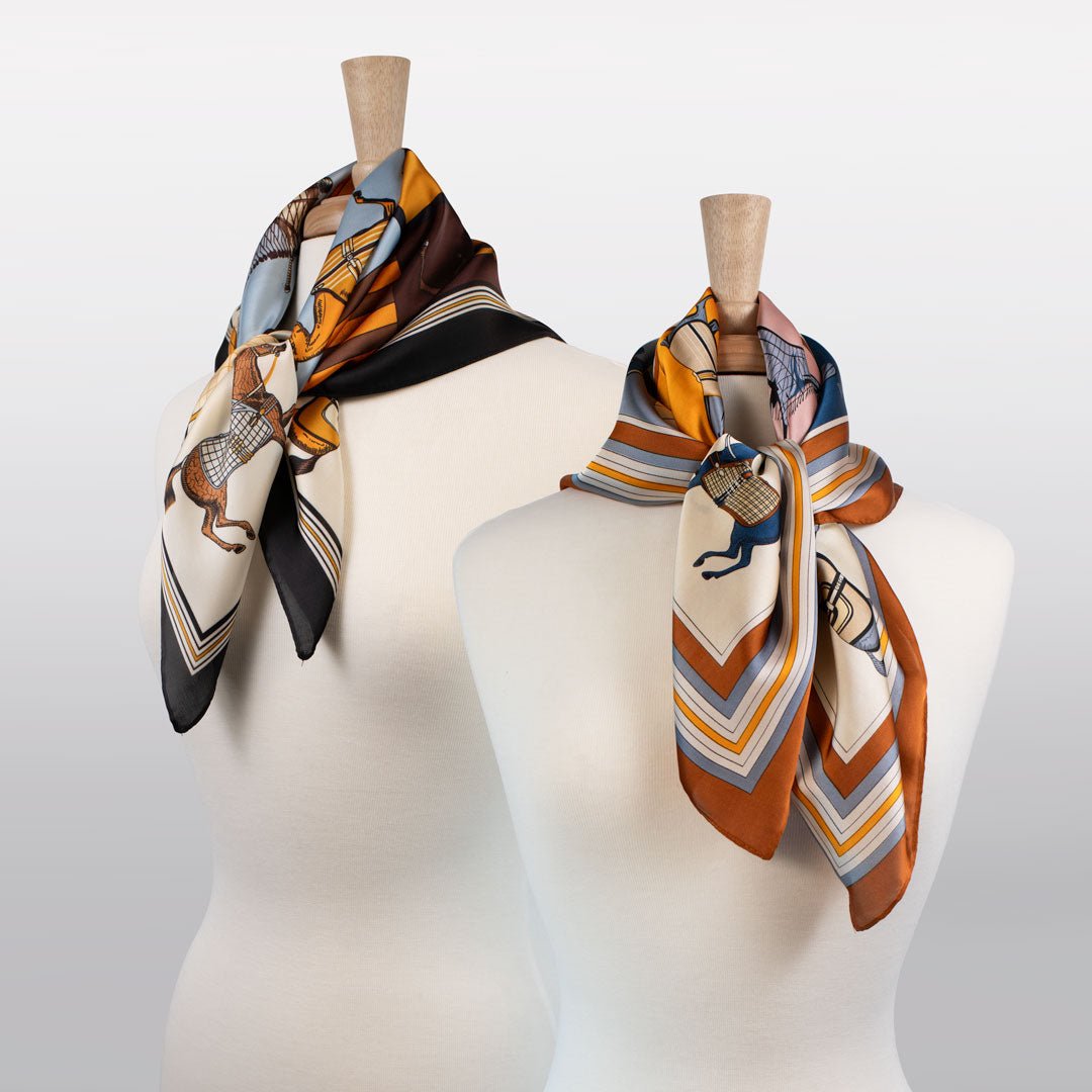 Urban Equestrian Signature - Stylized Equestrian Scarf in Deep Safron