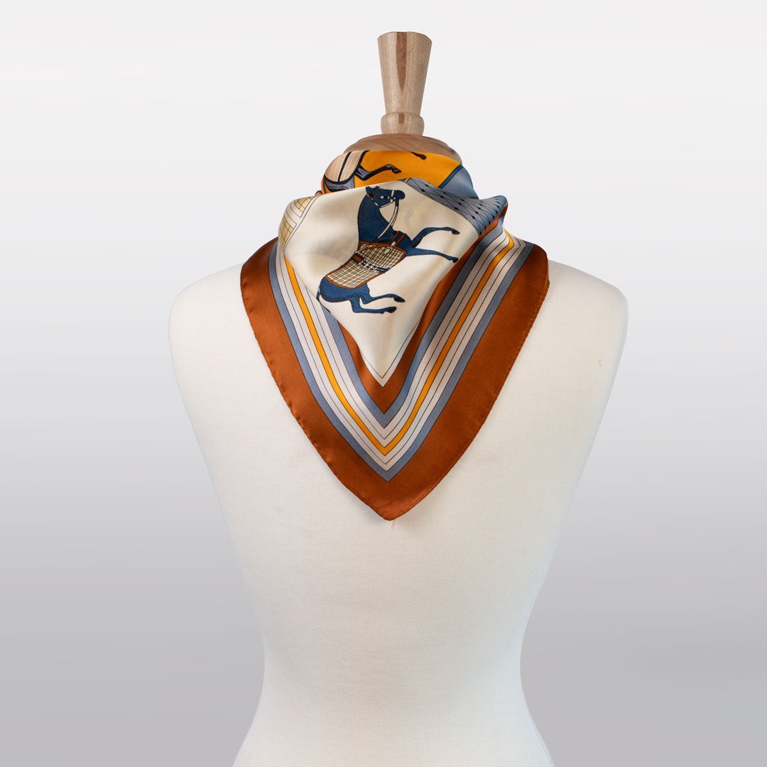 Urban Equestrian Signature - Stylized Equestrian Scarf in Deep Safron