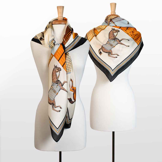 Urban Equestrian Signature - Oversize Equestrian Scarf in Black
