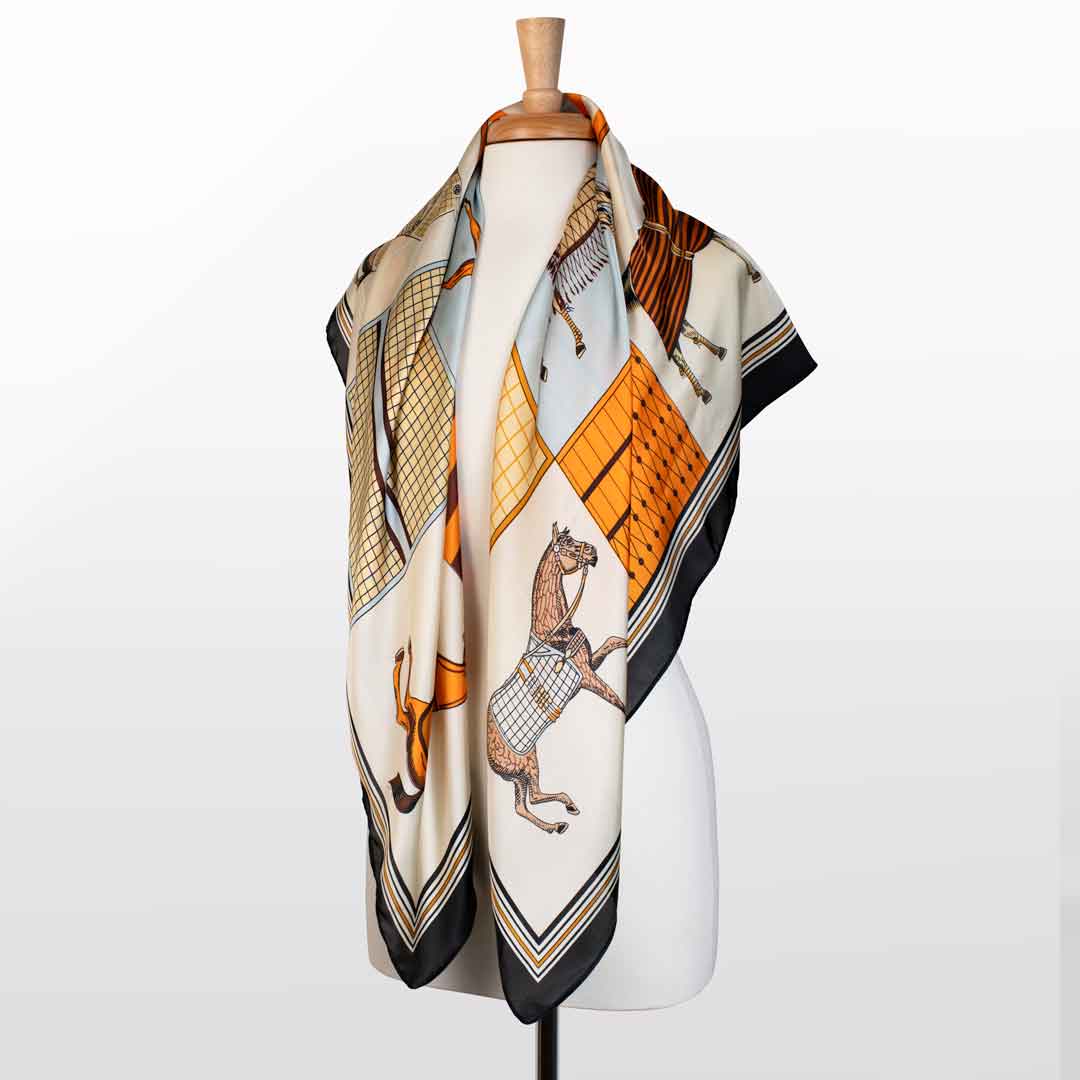 Urban Equestrian Signature - Oversize Equestrian Scarf in Black
