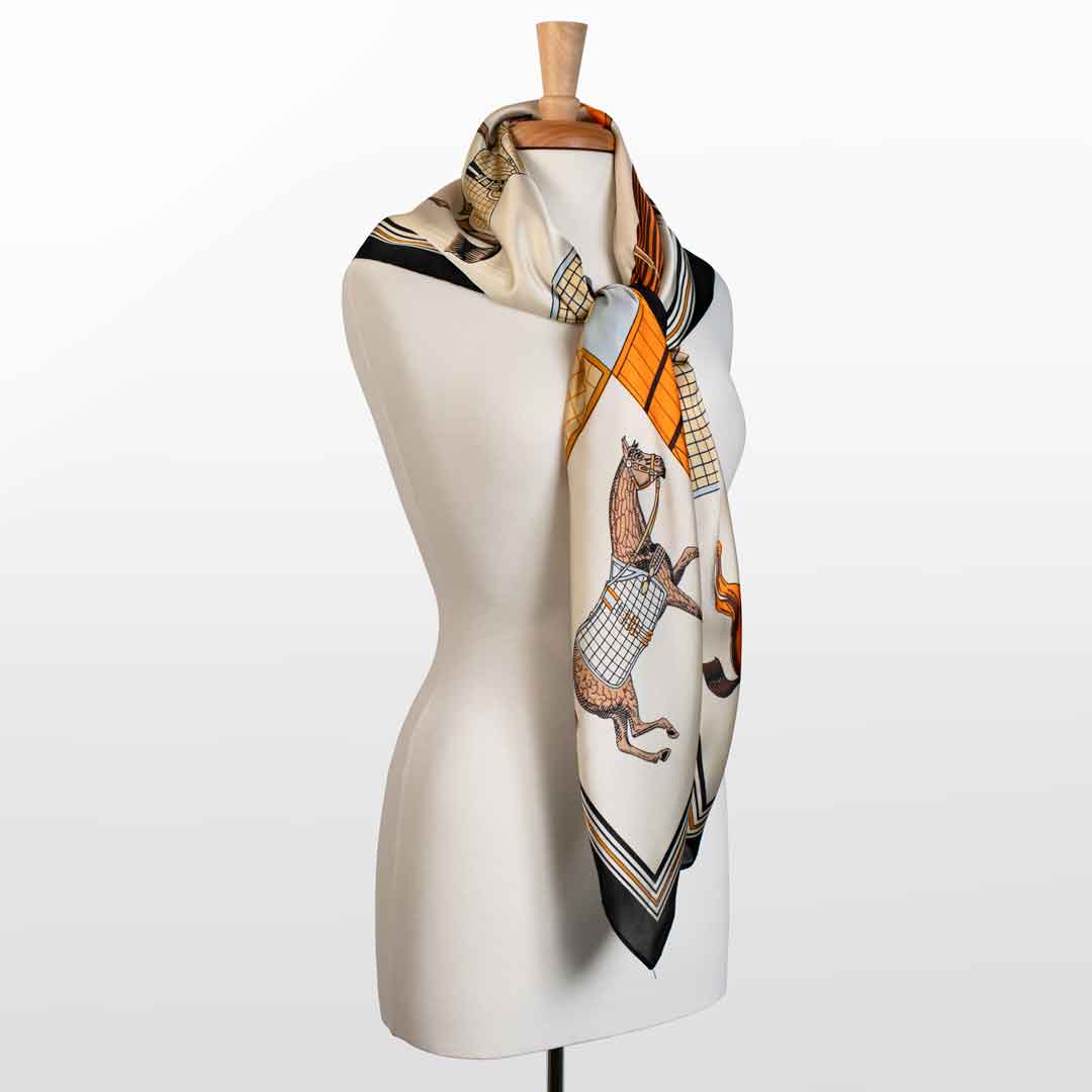 Urban Equestrian Signature - Oversize Equestrian Scarf in Black