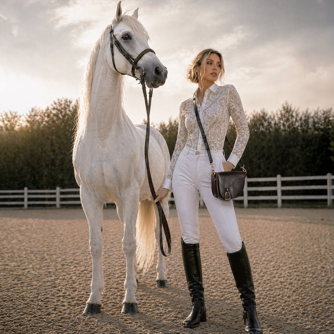 Urban Equestrian Signature Saddle Bag - Luxury Leather Handbag in Black
