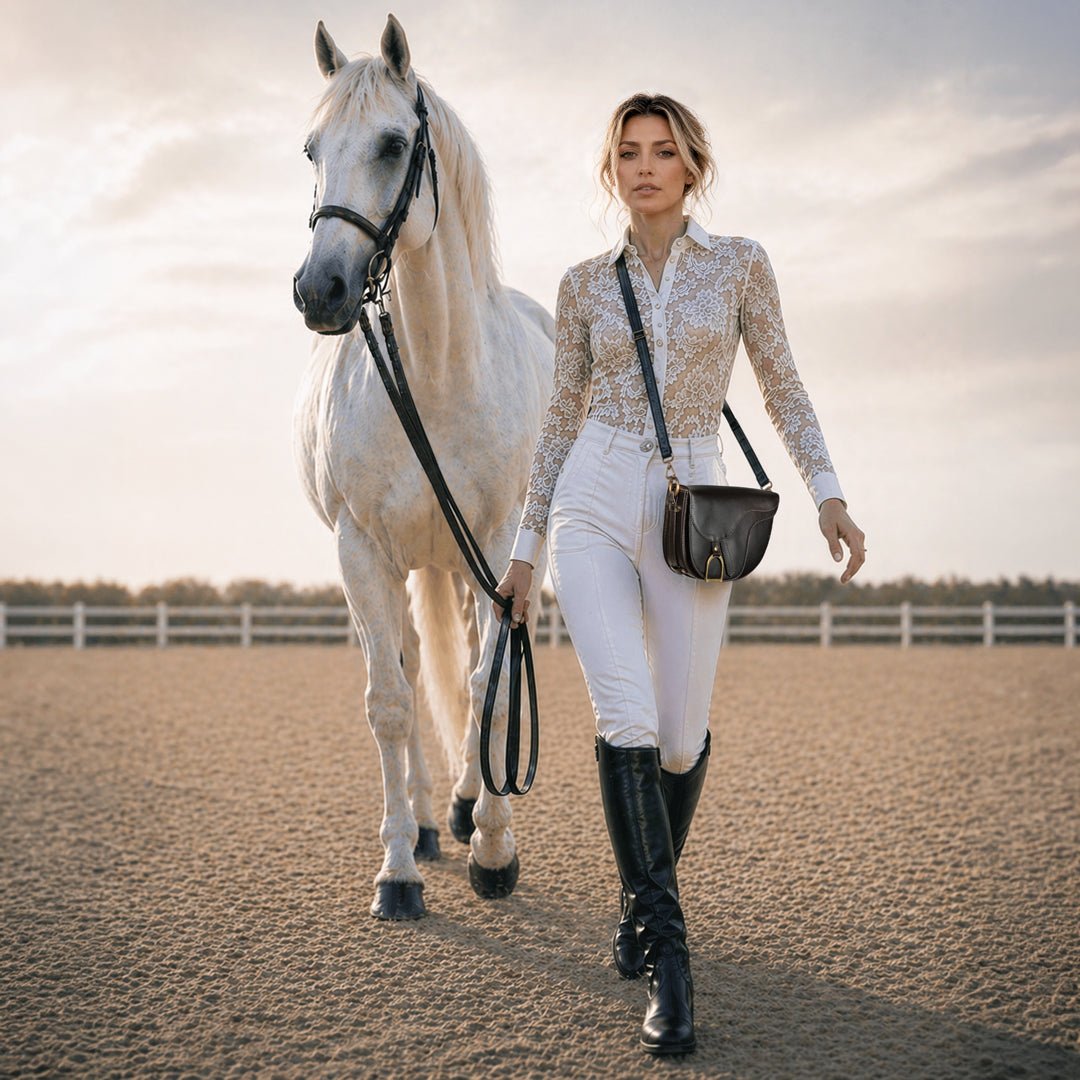 Urban Equestrian Signature Saddle Bag - Luxury Leather Handbag in Black