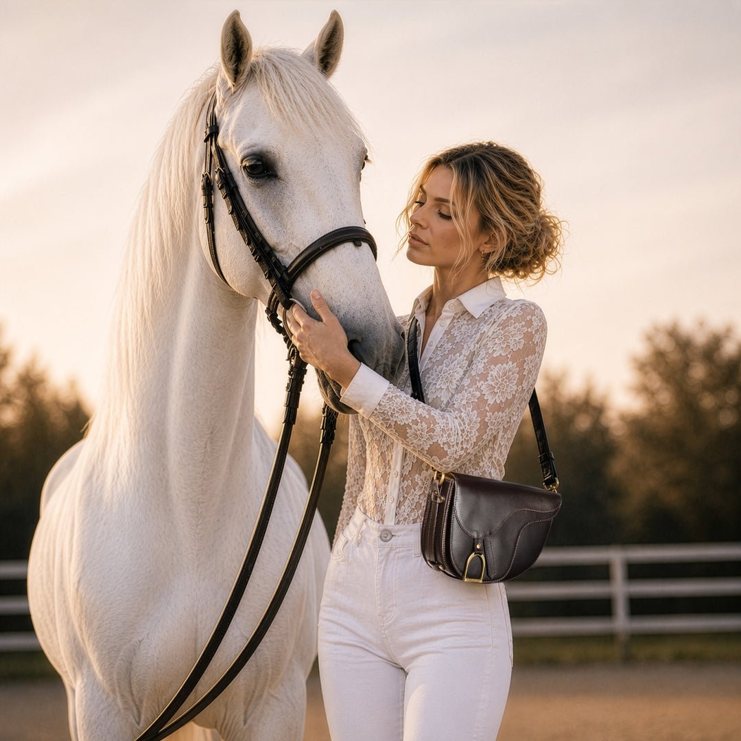 Urban Equestrian Signature Saddle Bag - Luxury Leather Handbag in Black
