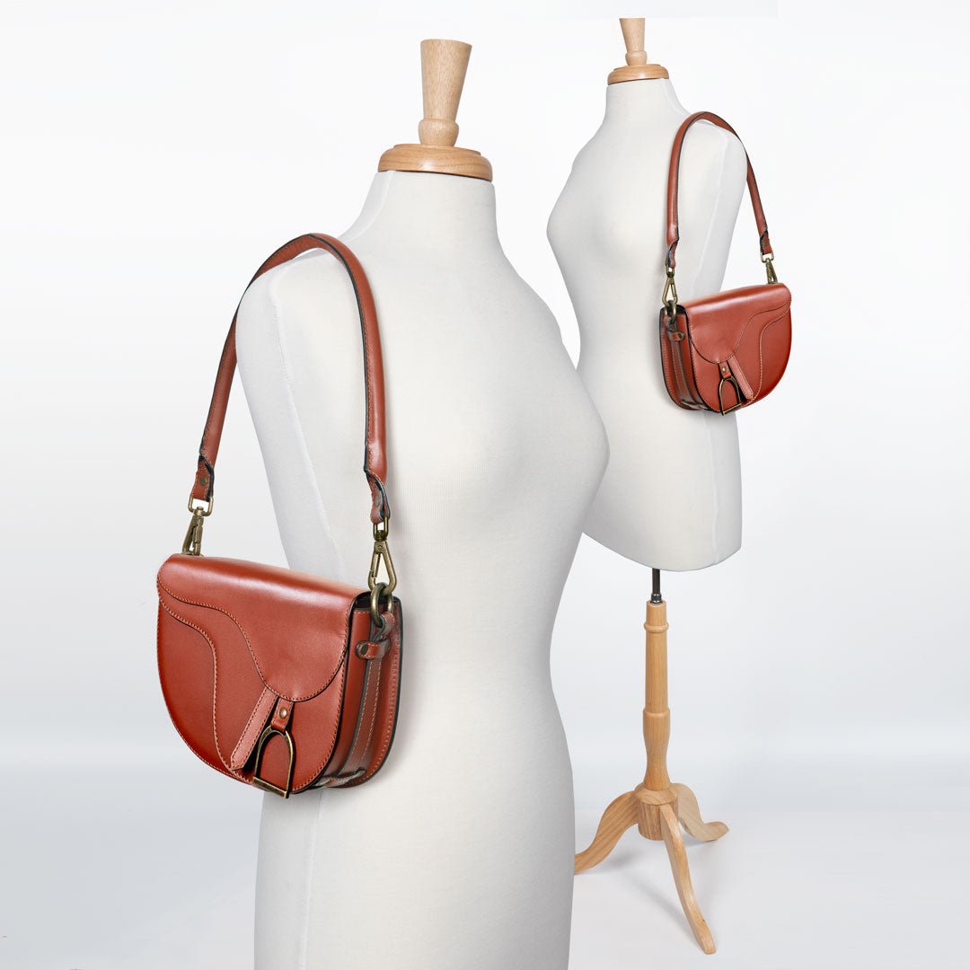Urban Equestrian Signature Saddle Bag - Luxury Leather Handbag in Cognac