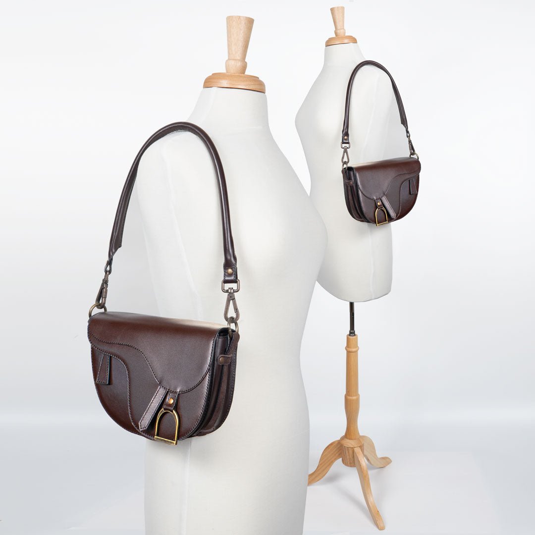 Urban Equestrian Signature Saddle Bag - Luxury Leather Handbag in Deep Brown