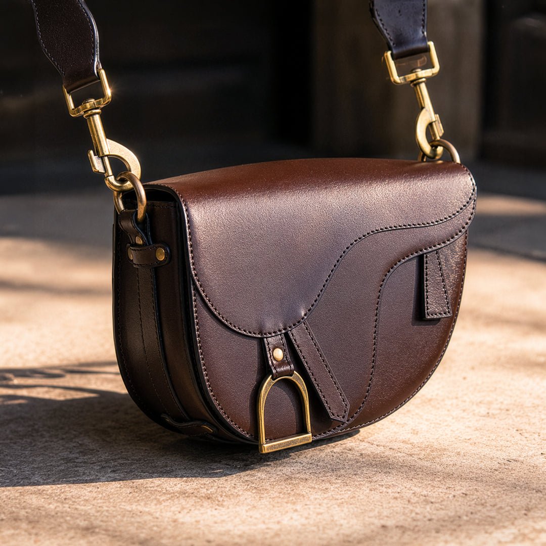 Urban Equestrian Signature Saddle Bag - Luxury Leather Handbag in Deep Brown