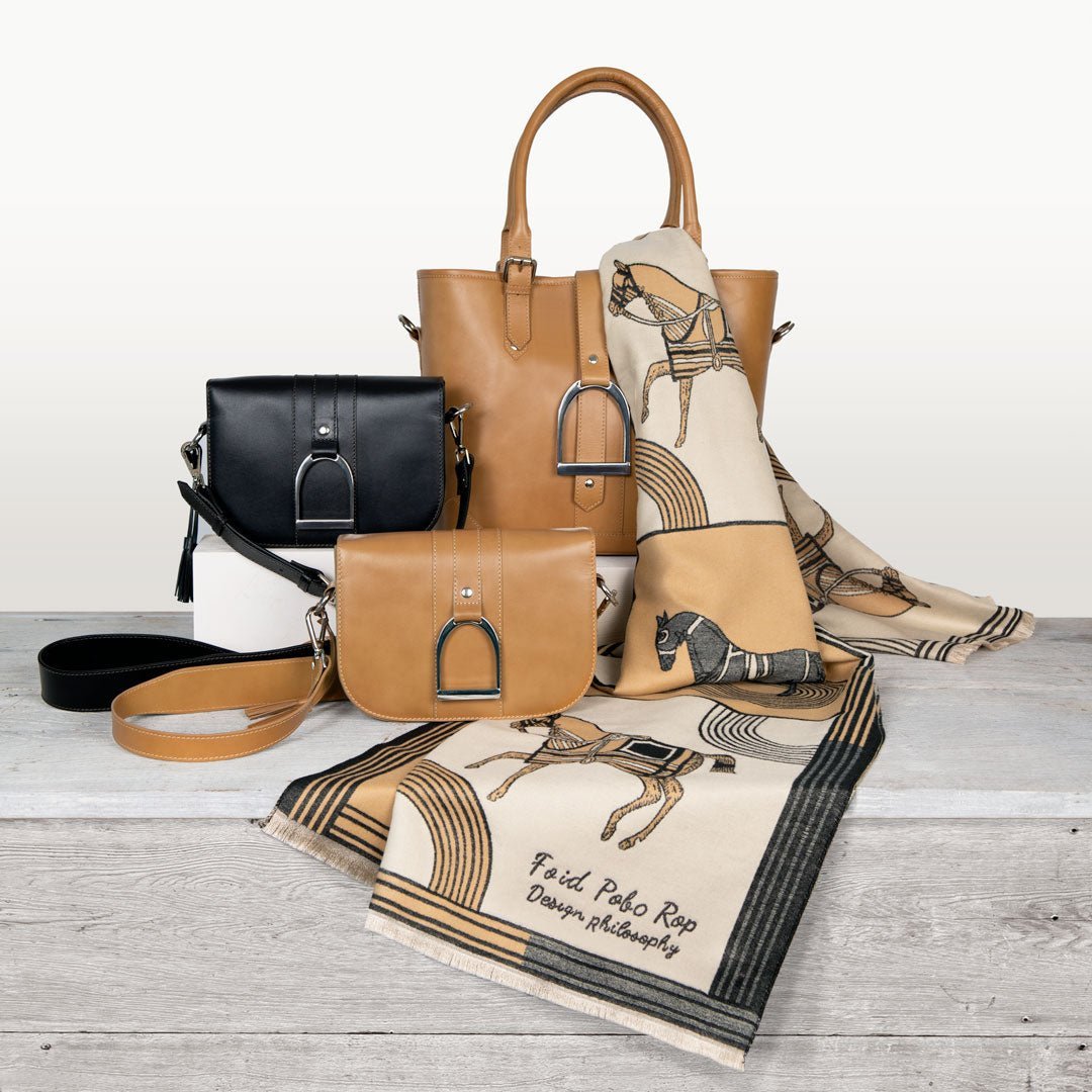 Urban Equestrian Signature Stirrup - Riding Stirrup Crossbody Luxury Leather Handbag in Caramel