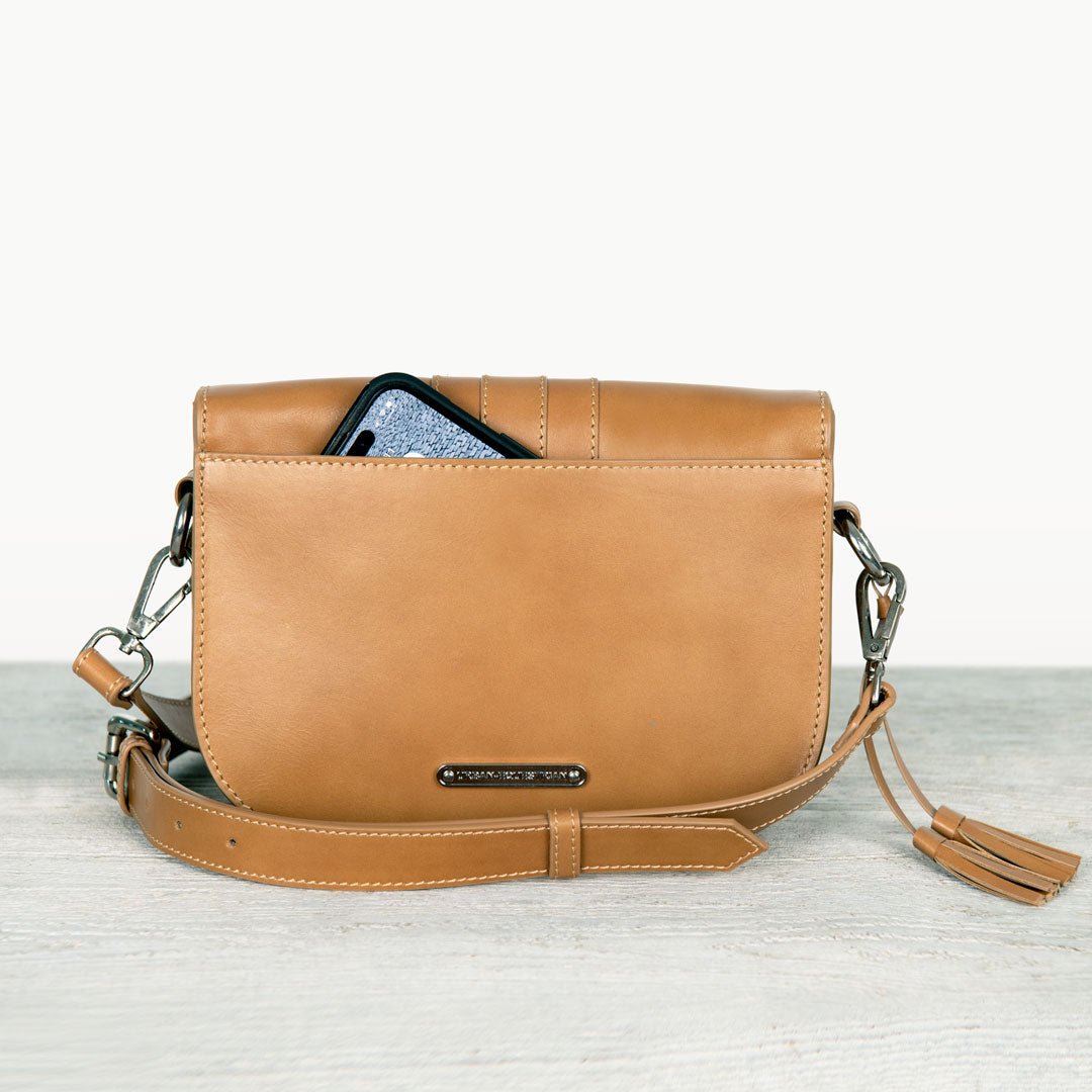 Urban Equestrian Signature Stirrup - Riding Stirrup Crossbody Luxury Leather Handbag in Caramel