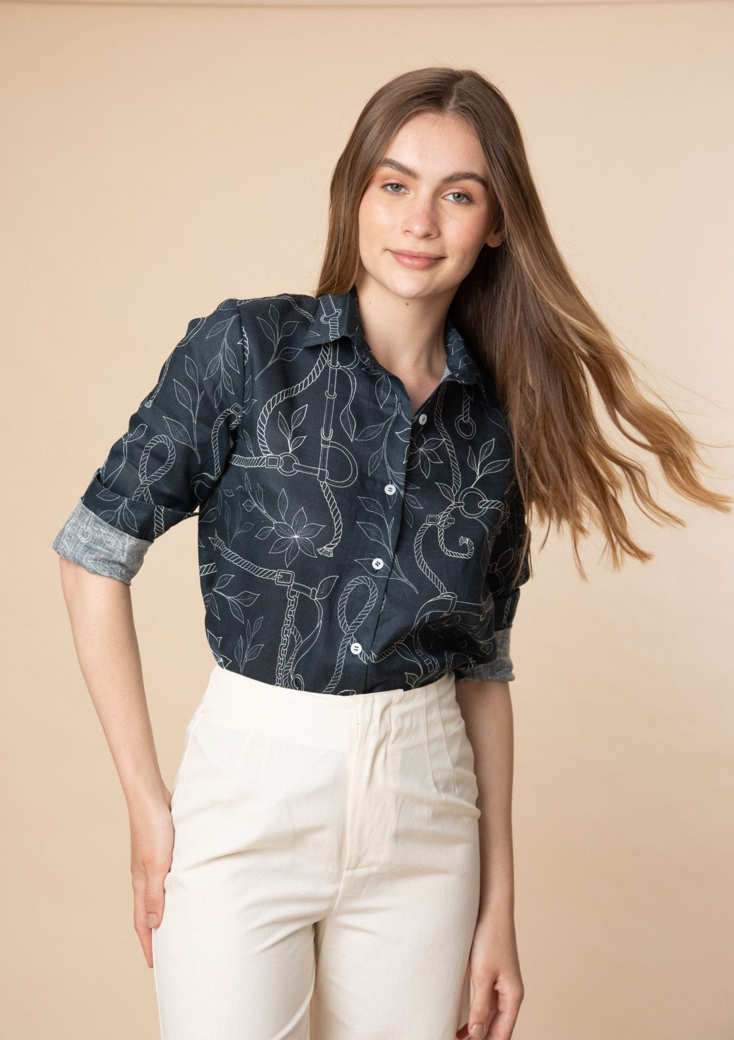 Rönner | Basic Linen Shirt | Ropes Print