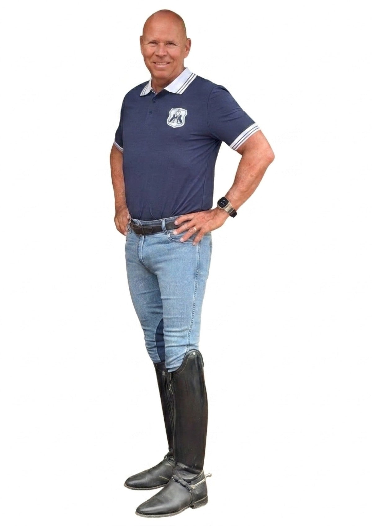 Goode Rider - MEN'S NEW Equestrian Jean - Knee Patch with Cell Phone Pocket - Faded Blue