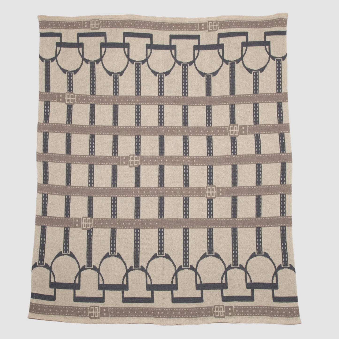 in2Green Cotton Sustainable Knit Throw Blanket - Equestrian Stirrup