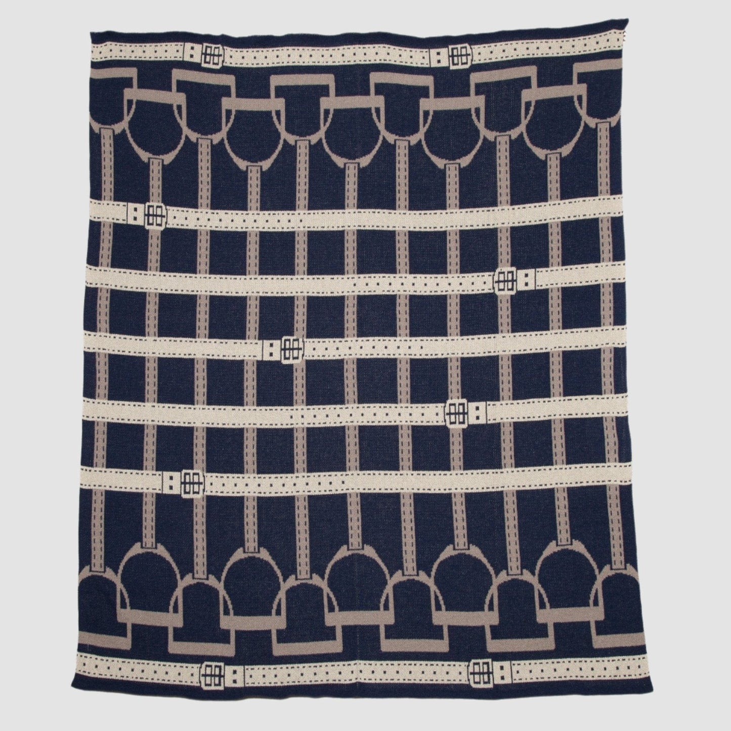 in2Green Cotton Sustainable Knit Throw Blanket - Equestrian Stirrup